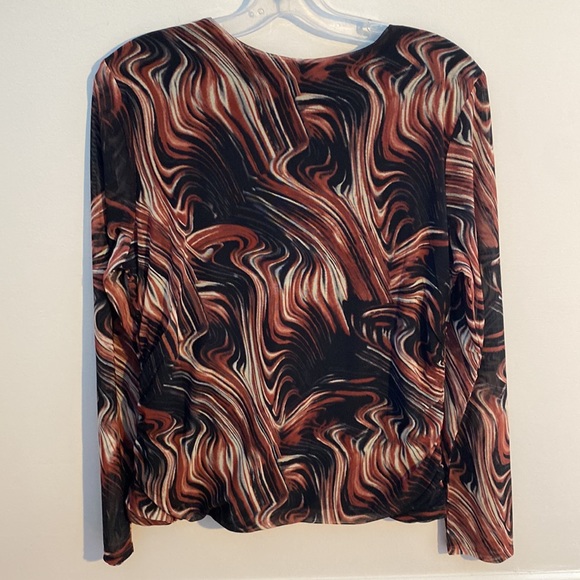 RACHEL ZOE Women’s Sheer Long Sleeve Ruched Top Size XL - Picture 7 of 7